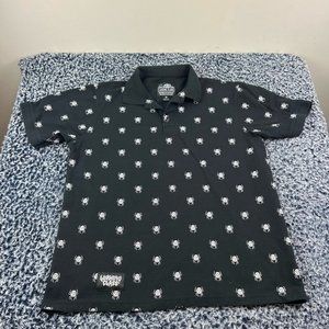 Lurking Class Polo Shirt Mens Medium Black Cotton Blend Spider Print Casual